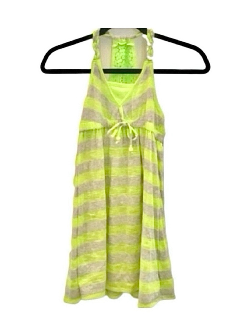 NWOT- Girl Sundress/Beach Cover-up
Bright Green & Gray Stripe. Size: 12